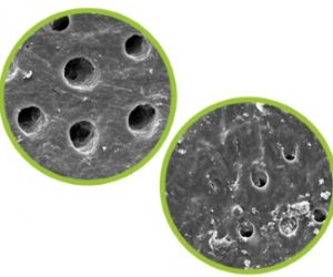 Open tubules before and after brushing with BioMinF