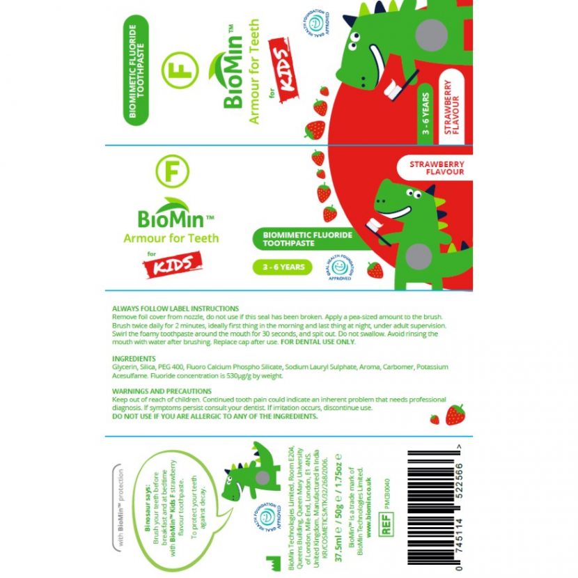 Award winning remineralising + protective toothpaste : Strawberry